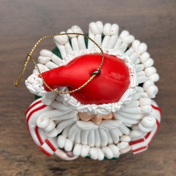 VINTAGE Traditions SANTA CLAUSE Glass Clay CHRISTMAS Tree Ornament Ball Hanging - Picture 3 of 8